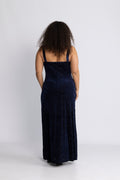 Villgun Velvet Leaf Dress - Navy