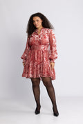 Saga Wide Velvet Flower Dress - Rosa Blomster