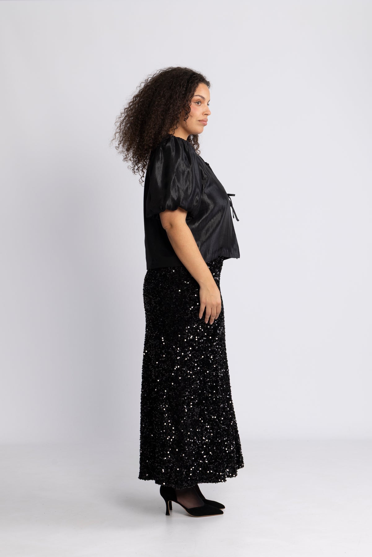 Alva Maxi Sequin Skirt - Svart