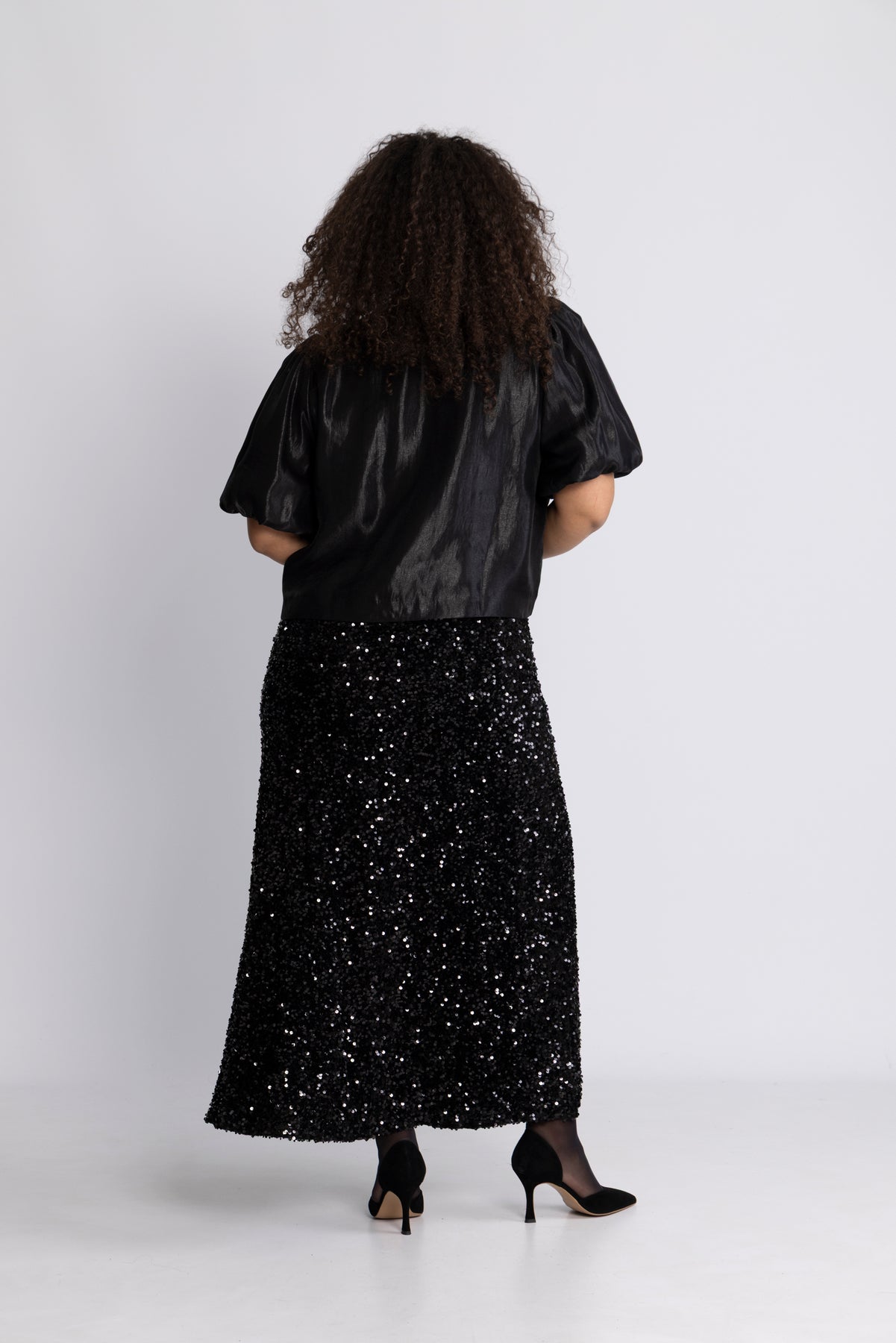 Alva Maxi Sequin Skirt - Svart