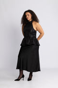 Betty Peplum Halter Neck Top - Svart