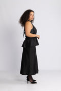 Betty Peplum Halter Neck Top - Svart