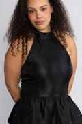 Betty Peplum Halter Neck Top - Svart