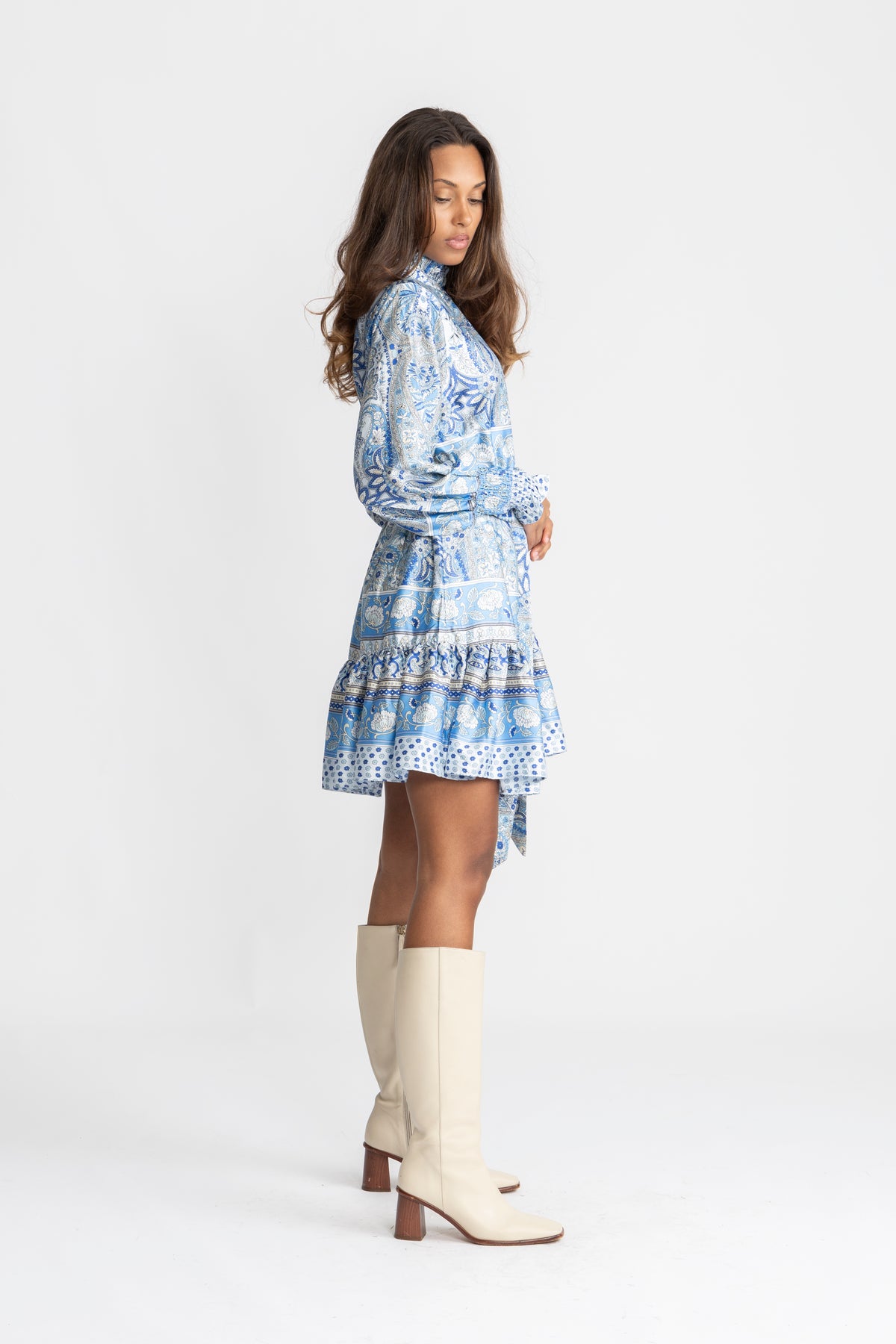 Saga Wide Paisley Dress - Blue