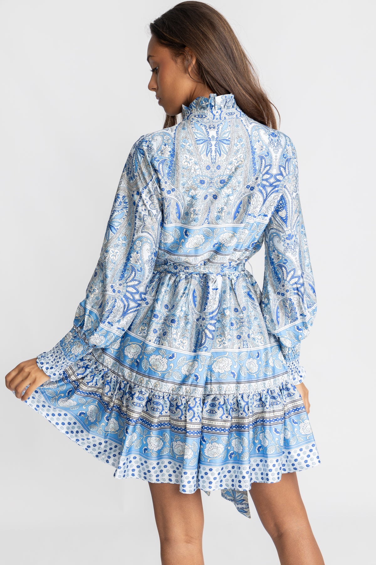 Saga Wide Paisley Dress - Blue