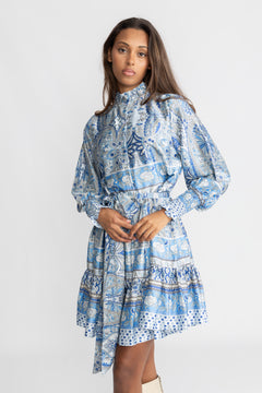 Saga Wide Paisley Dress - Blue