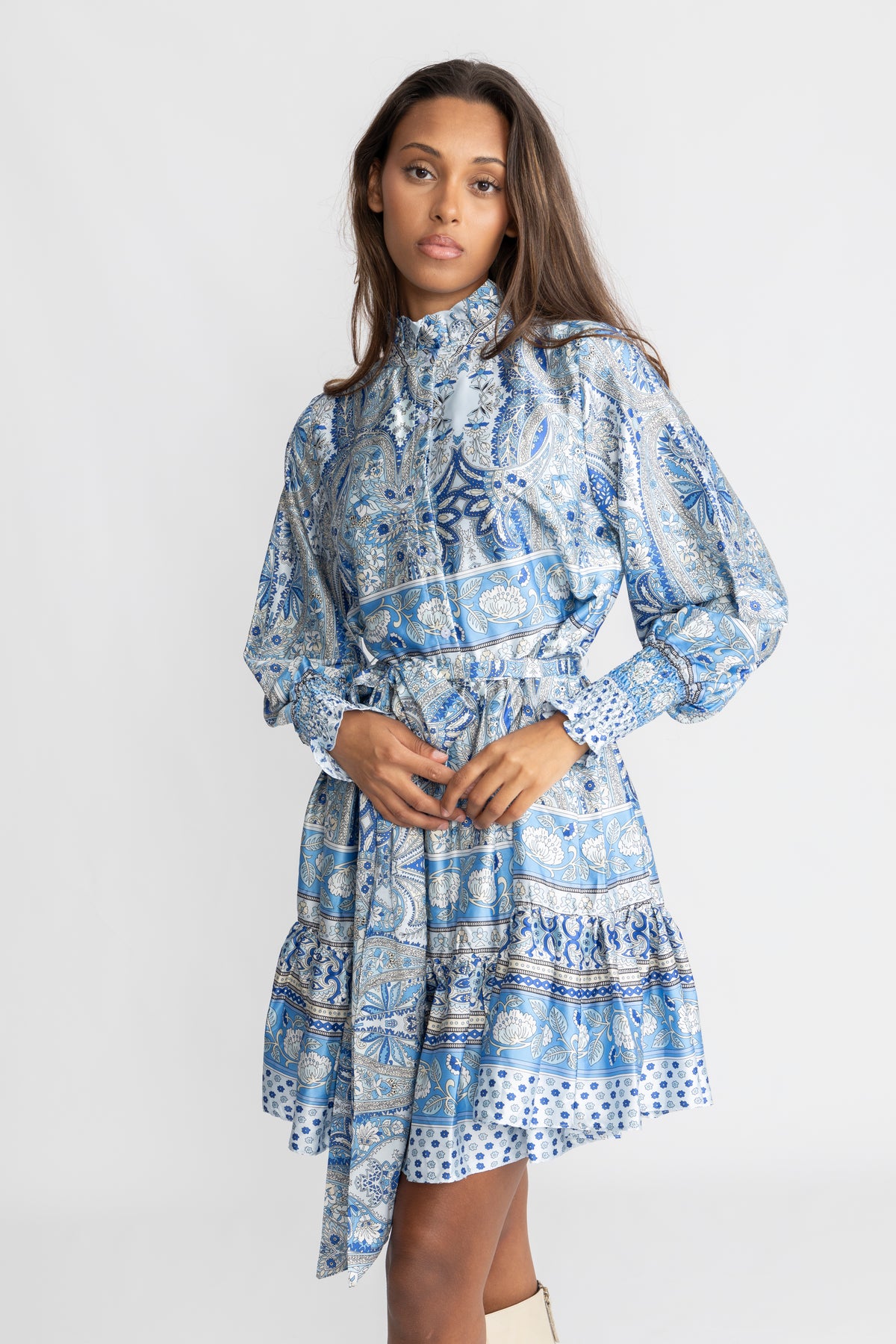Saga Wide Paisley Dress - Blue