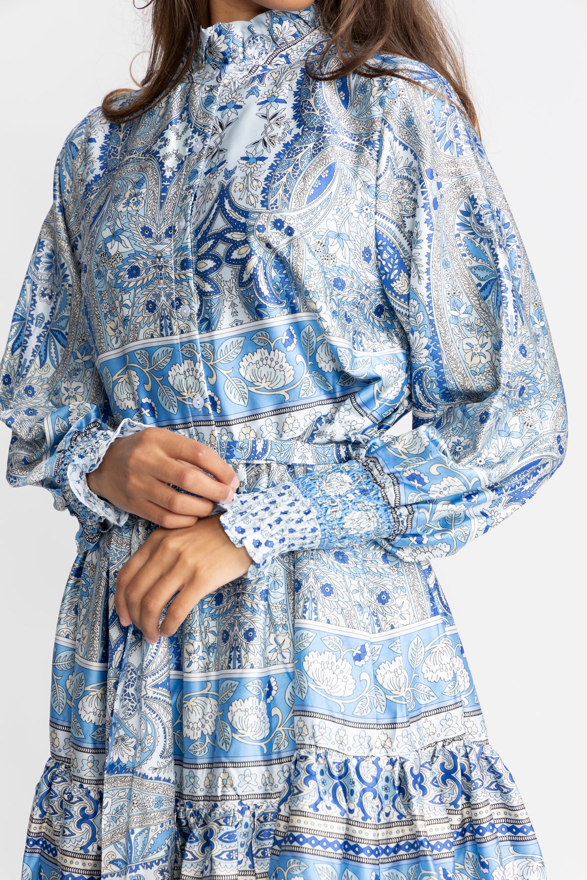 Saga Wide Paisley Dress - Blue