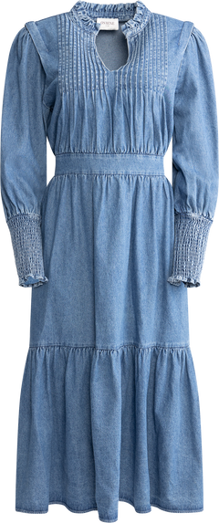 Evina Denim Midi Dress - Blue