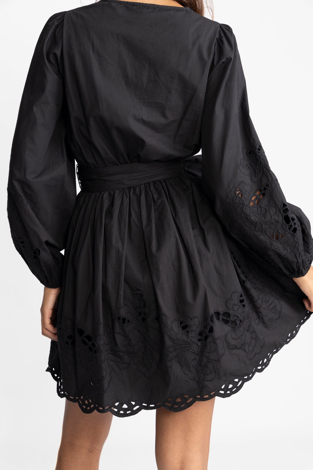 Frida Eyelet Poplin Dress - Black