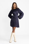 Edda Jacquard Short Dress - Navy