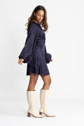 Edda Jacquard Short Dress - Navy