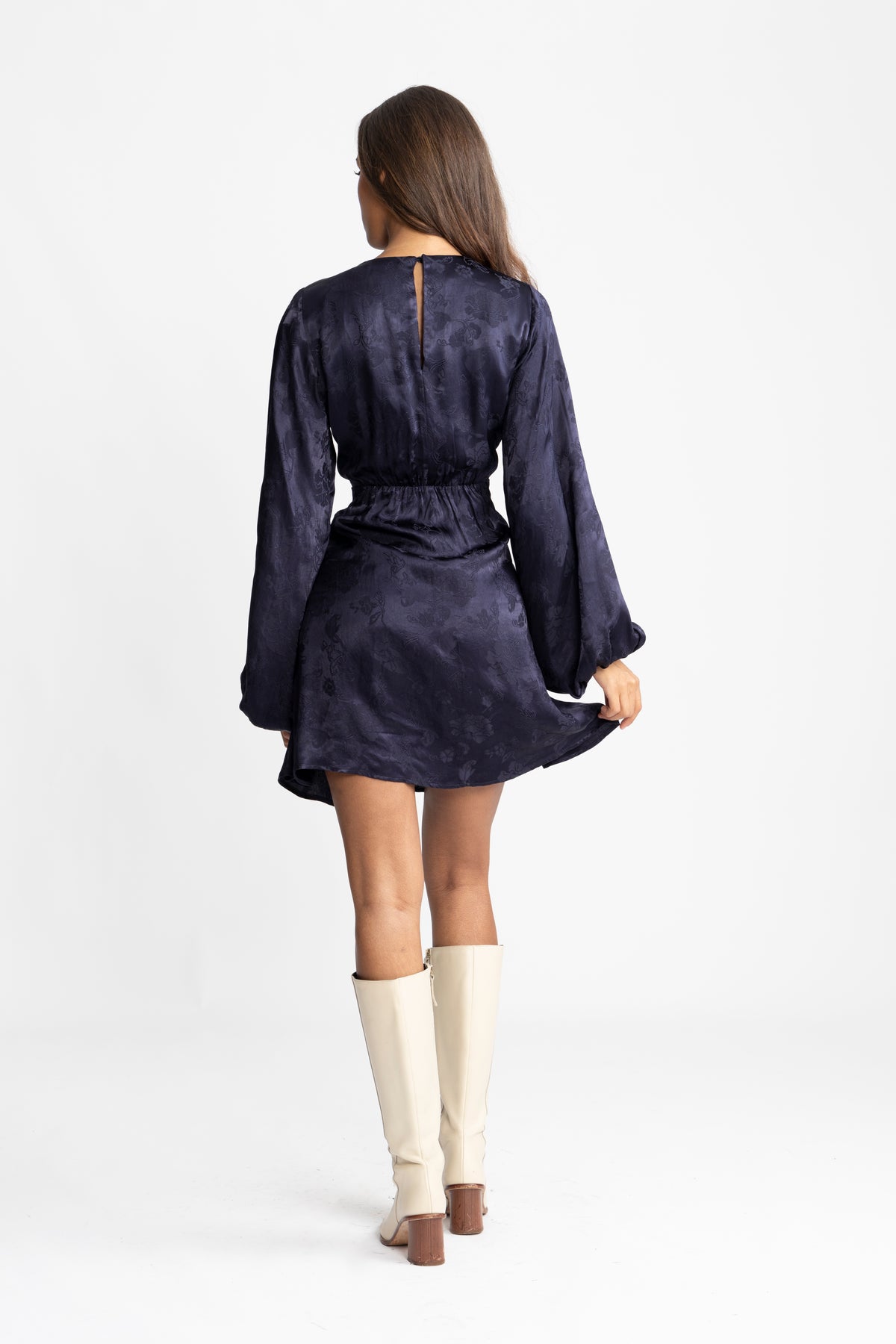 Edda Jacquard Short Dress - Navy
