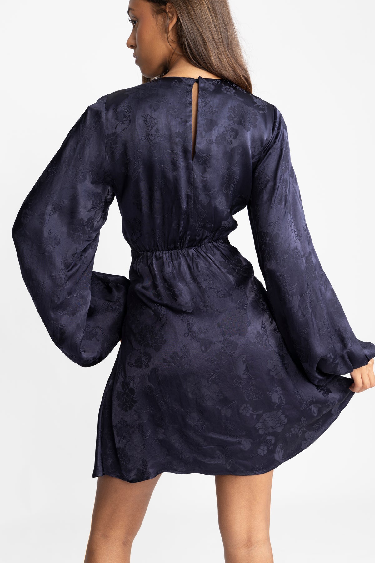 Edda Jacquard Short Dress - Navy