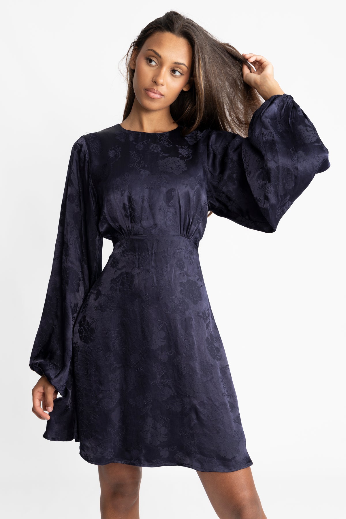 Edda Jacquard Short Dress - Navy