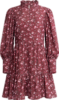Liv Cord Print Dress - Dark Red