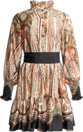 Saga Wide Paisley Dress - Black