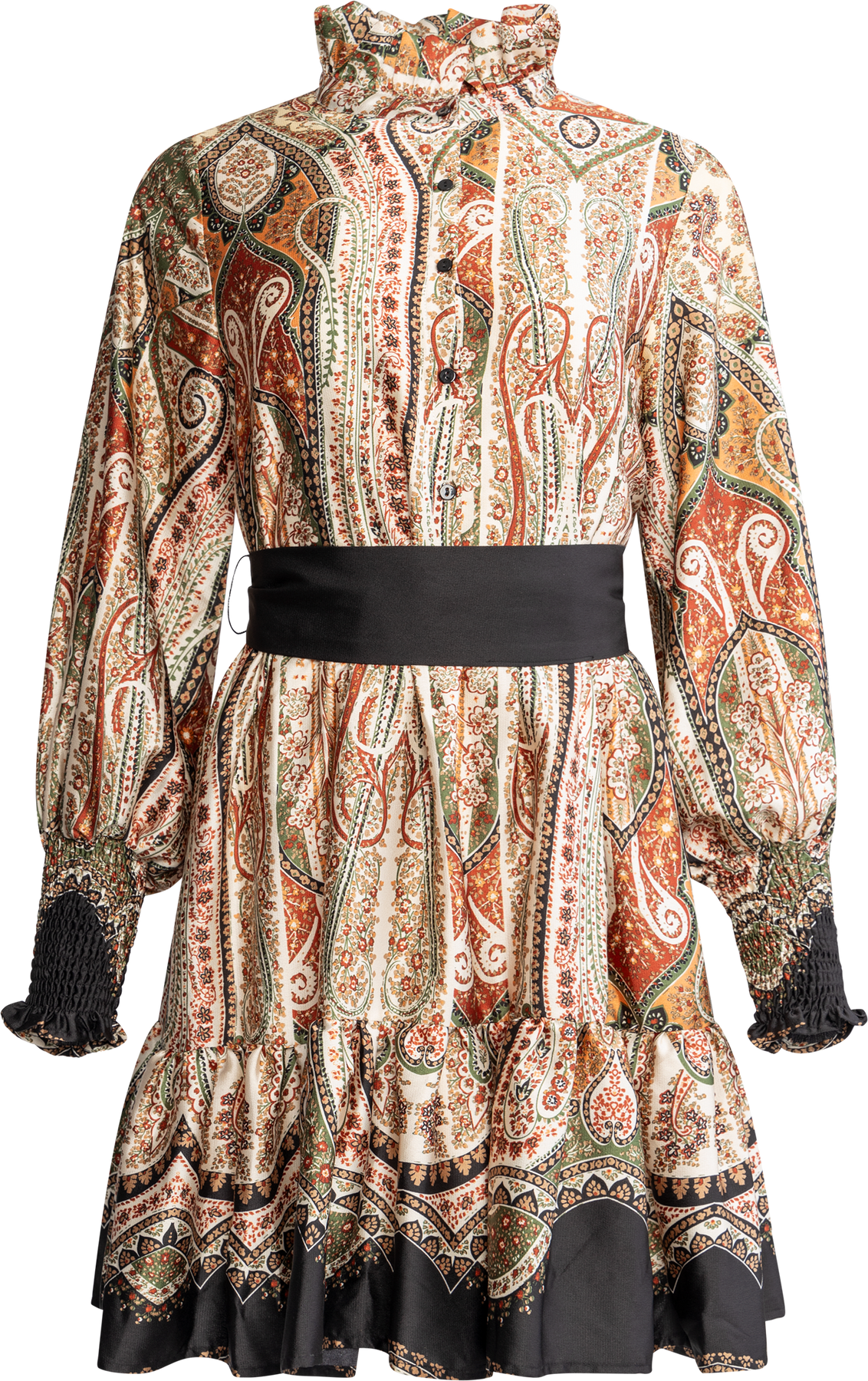 Saga Wide Paisley Dress - Black