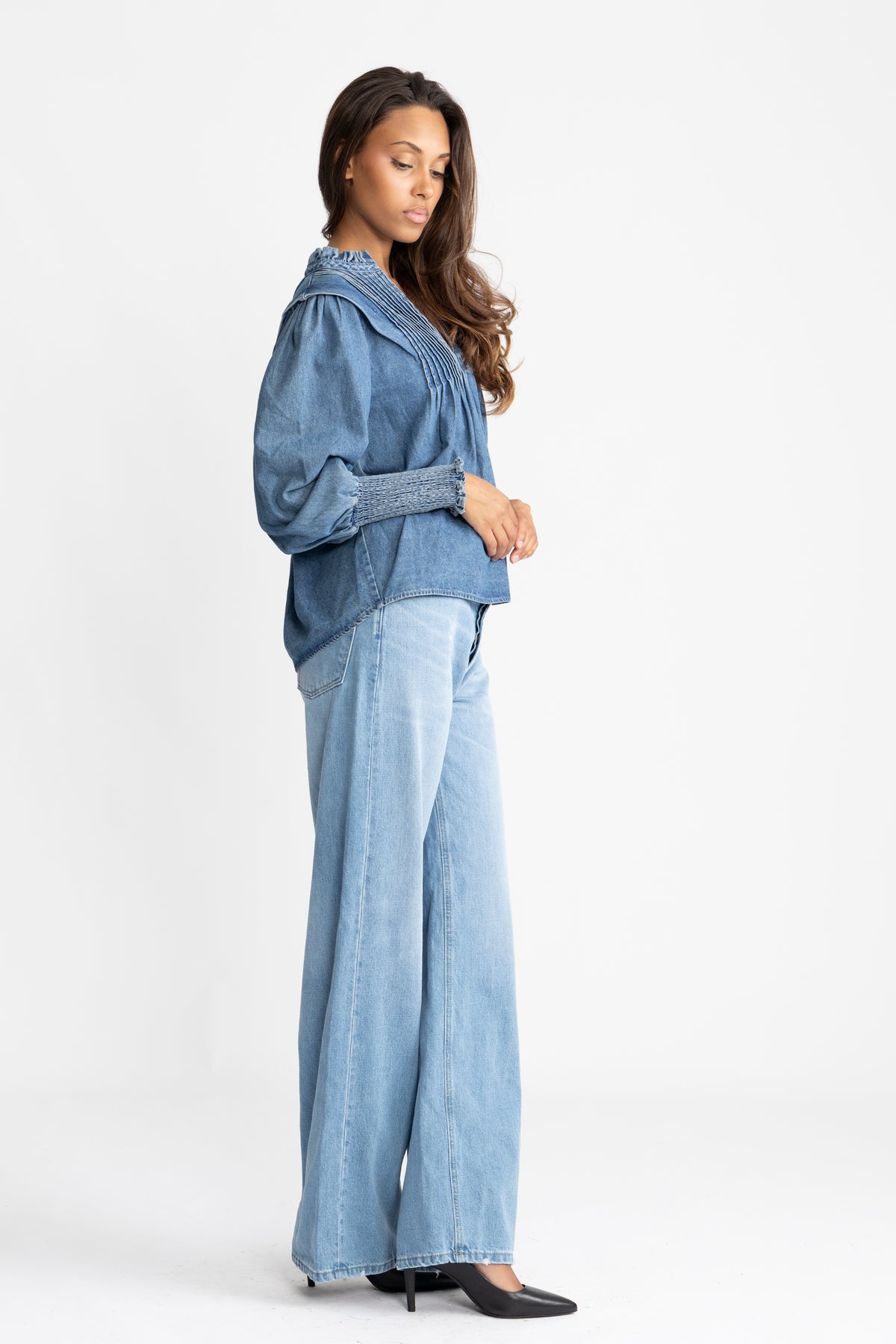 Emma Denim Blouse - Blue