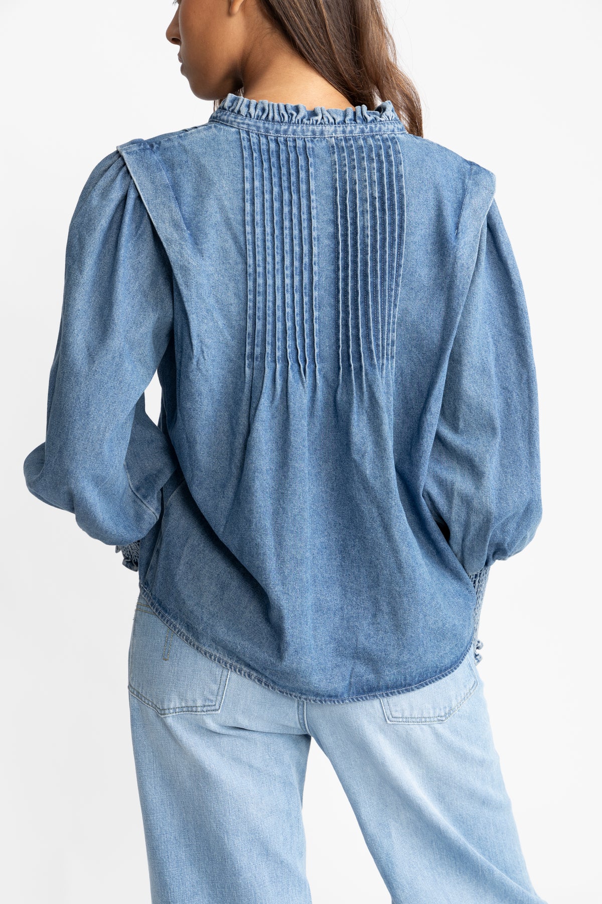 Emma Denim Blouse - Blue