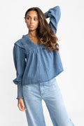 Emma Denim Blouse - Blue