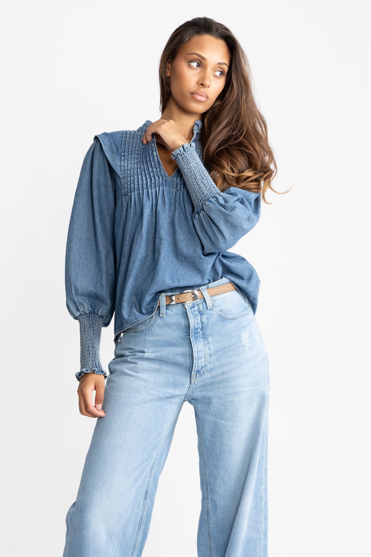 Emma Denim Blouse - Blue