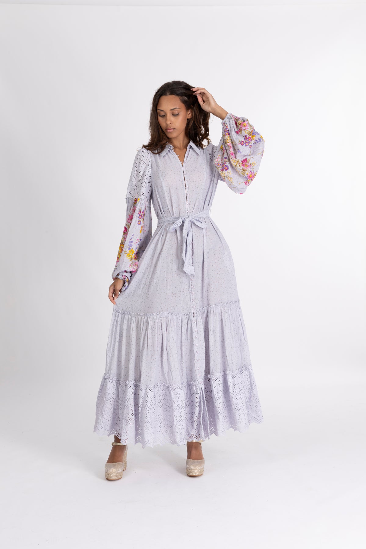 Cotton Slub Shirt Dress - Flower Market
