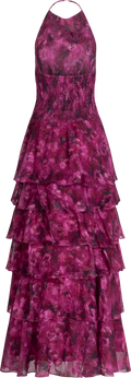 Inga Halter Maxi Dress - Fuchsia Flower