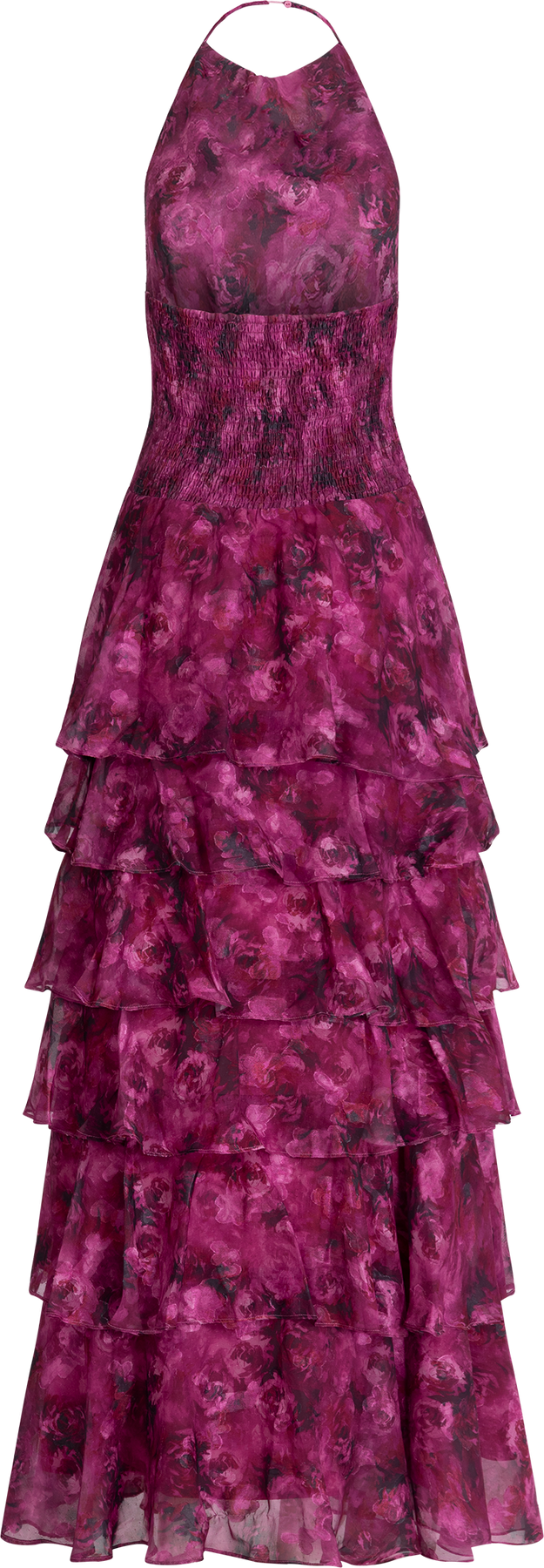 Inga Halter Maxi Dress - Fuchsia Flower