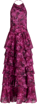 Inga Halter Maxi Dress - Fuchsia Flower