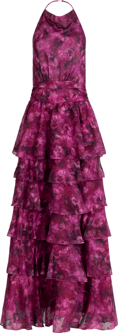 Inga Halter Maxi Dress - Fuchsia Flower