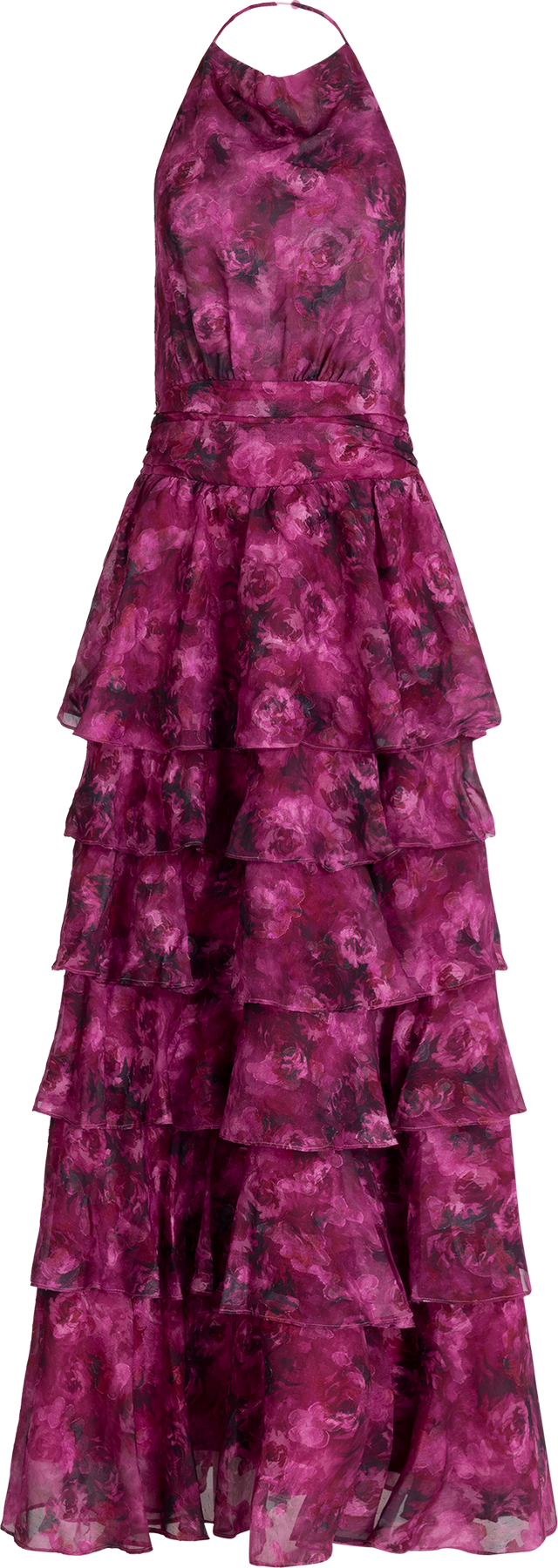 Inga Halter Maxi Dress - Fuchsia Flower