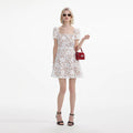 Floral Lace Mini Dress - White