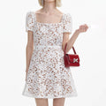 Floral Lace Mini Dress - White