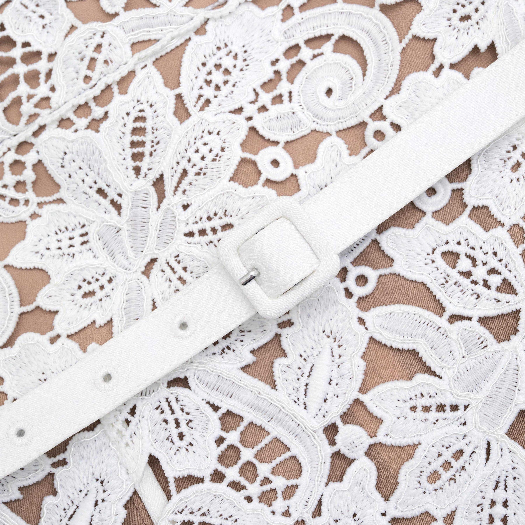 Floral Lace Mini Dress - White