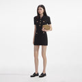 Jewel Button Knit Mini Dress - Black