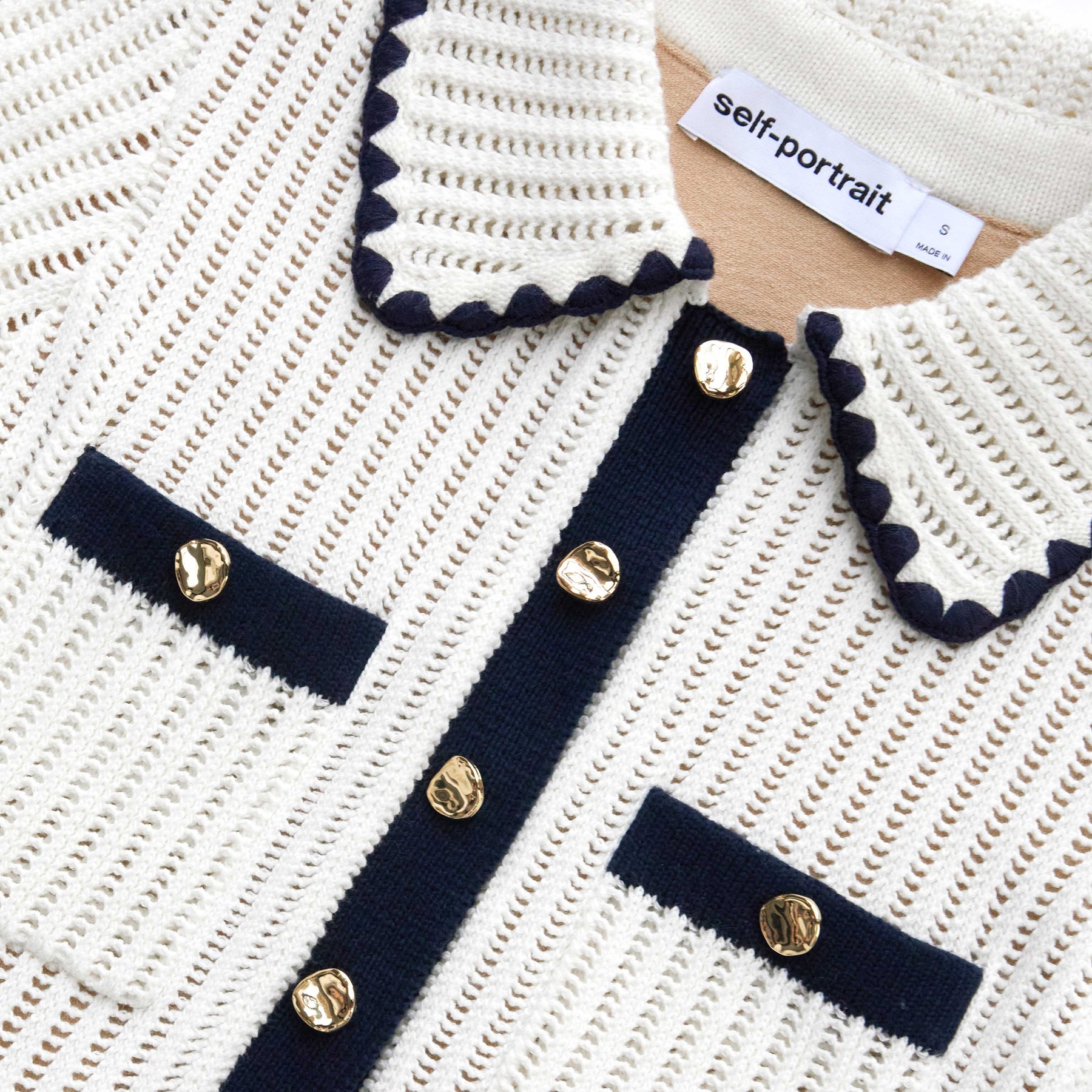 Crochet Collared Mini Dress - Cream
