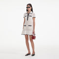 Crochet Collared Mini Dress - Cream