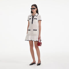Crochet Collared Mini Dress - Cream