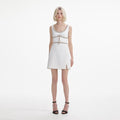 Diamante Bow Trim Mini Dress - White