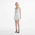 Diamante Bow Trim Mini Dress - White