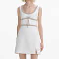 Diamante Bow Trim Mini Dress - White