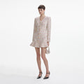 Pastel Boucle V-Neck Mini Dress - Multi