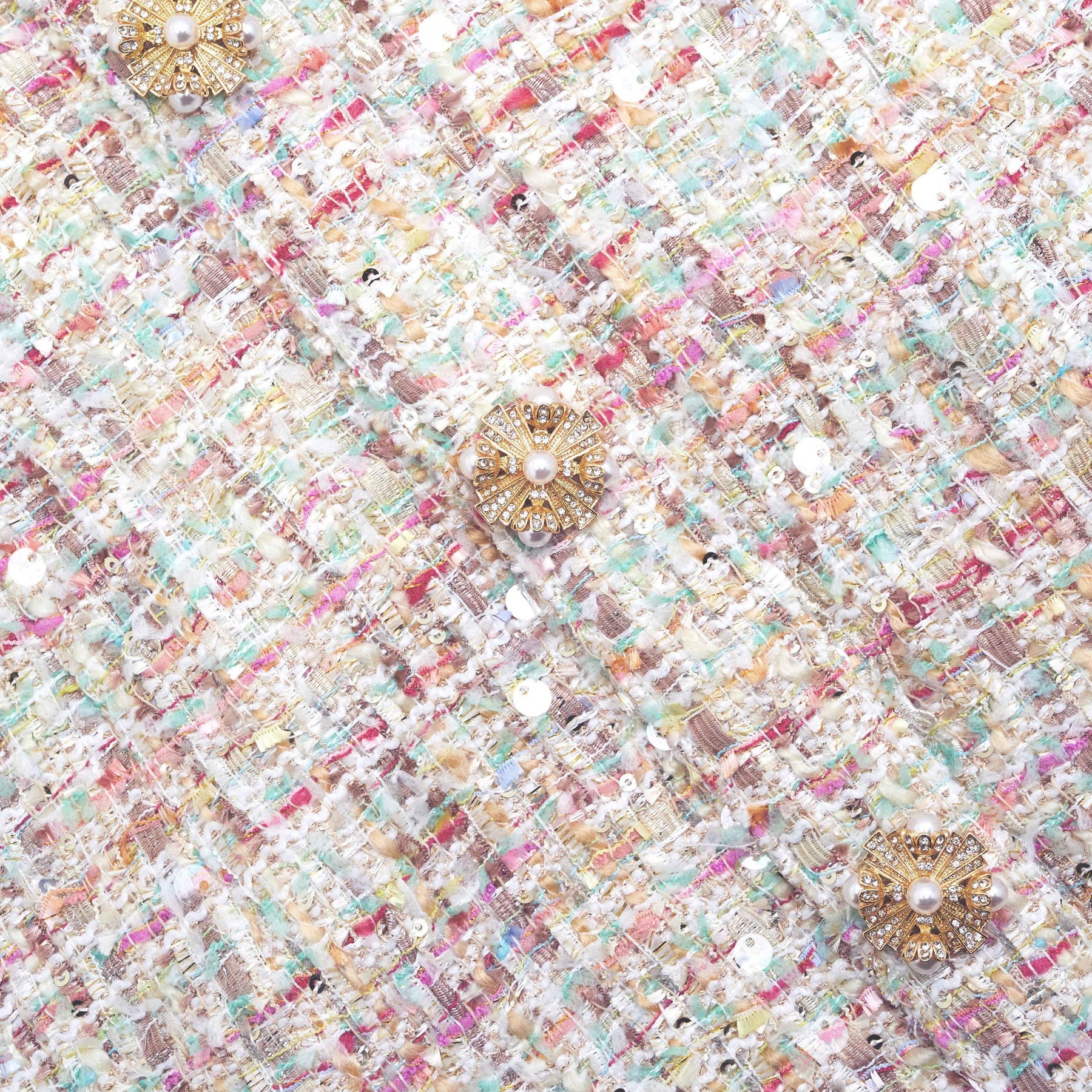 Pastel Boucle V-Neck Mini Dress - Multi