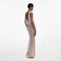 Rhinestone Drape Maxiklänning - Silver