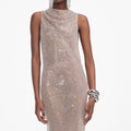 Rhinestone Drape Maxiklänning - Silver