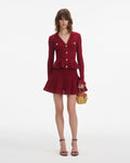 Pointelle Knit Mini Dress - Burgunder