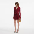 Pointelle Knit Mini Dress - Burgunder
