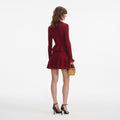 Pointelle Knit Mini Dress - Burgunder
