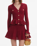 Pointelle Knit Mini Dress - Burgunder